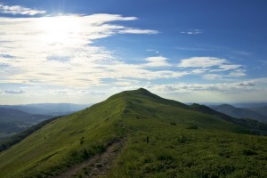 Green Bieszczady mountains in Poland